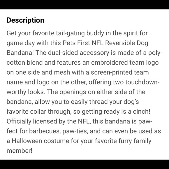 NWT NFL Washington Redskins Pet Bandana S/M - Picture 8 of 8